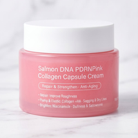 Crème Collagène PDRN Pink appliquée sur le visage — texture fondante, effet raffermissant