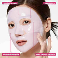 Masque Collagène PDRN Pink — bénéfices : peau liftée et lissée, pores resserrés, hydratation profonde, rides et ridules atténuées